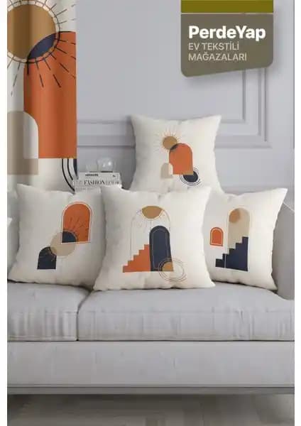 Güneşin Doğuşu Desenli 4'lü Dijital Baskılı Kırlent Kılıfı Ev Dekorasyonu İçin Şık ve Dayanıklı Tasarım