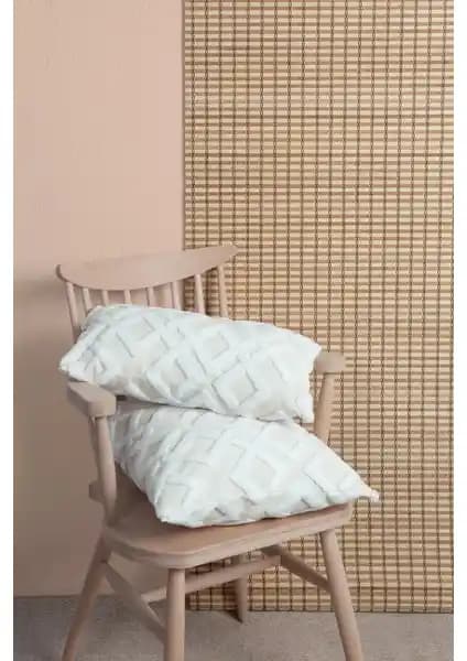 Hamur Bohem Tasarım Punch Desenli Dikdörtgen Kırlent Kılıfı 28x50 cm Mila Ekru