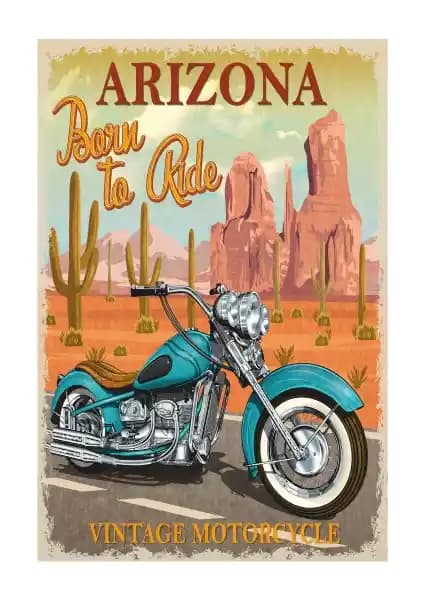 Hayat Poster Arizona Motor Retro Vintage Ahşap Poster Dekorasyon İçin Şık ve Dayanıklı Bir Seçenek