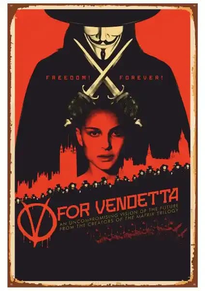 Hayat Poster For Vendetta Retro Vintage Ahşap Poster 20x30 cm Dekoratif Duvar Sanatı
