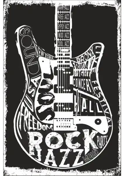 Hayat Poster Gitar Retro Vintage Ahşap Poster Dekorasyon İçin Şık ve Dayanıklı Seçenek