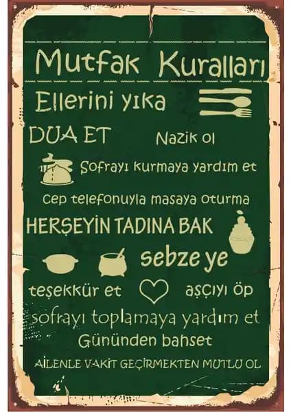 Hayat Poster Murfak Kuralları Tablosu Retro Vintage Şık Dekorasyon Unsuru