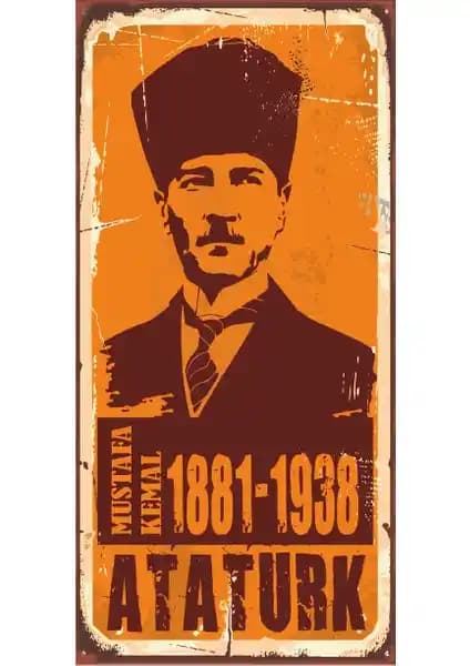 Hayat Poster Mustafa Kemal Atatürk Mini Retro Ahşap Poster Dekoratif ve Anlamlı Tasarım