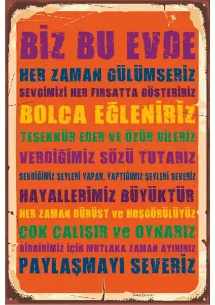 Hayat Poster Mutlu Aile Tablosu Retro ve Vintage Tarzıyla Ev Dekorasyonunu Zenginleştirir