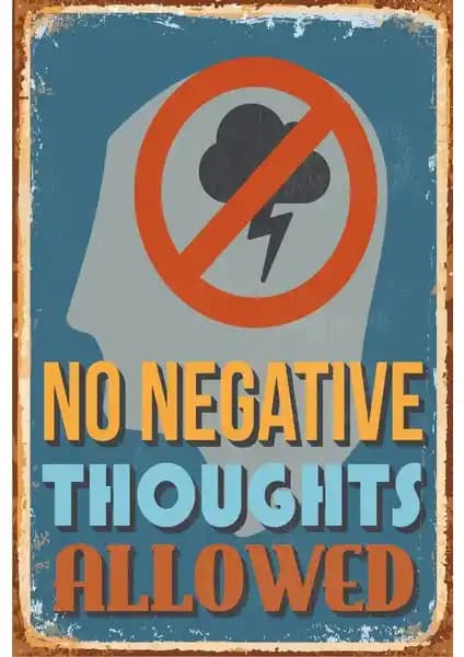 Hayat Poster Olumsuz Düşünceleri Yasaklayan Retro Vintage Ahşap Dekorasyon Parçası