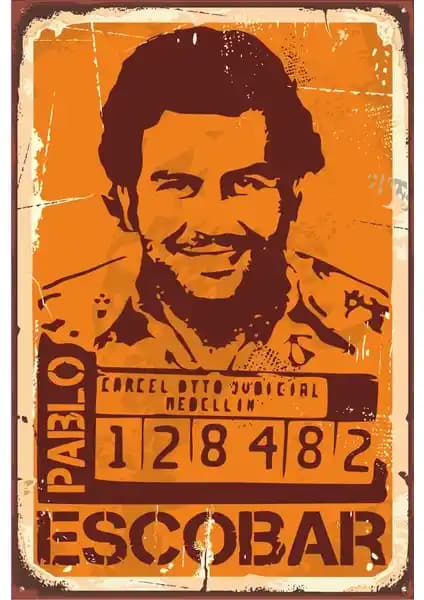 Hayat Poster Pablo Escobar Retro Vintage Ahşap Duvar Dekoru 20x30 cm Kolay Montaj
