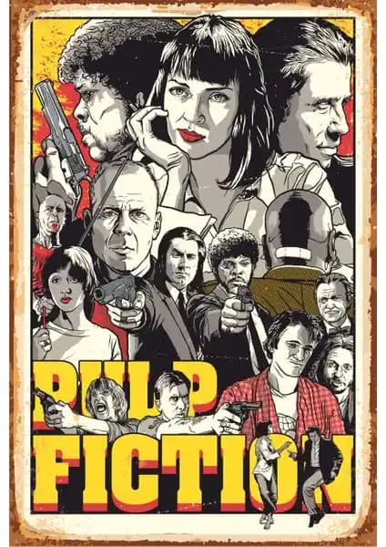 Hayat Poster Pulp Fiction Retro Vintage Ahşap Poster Dekorasyon İçin Uygun Bir Sanat Eseri