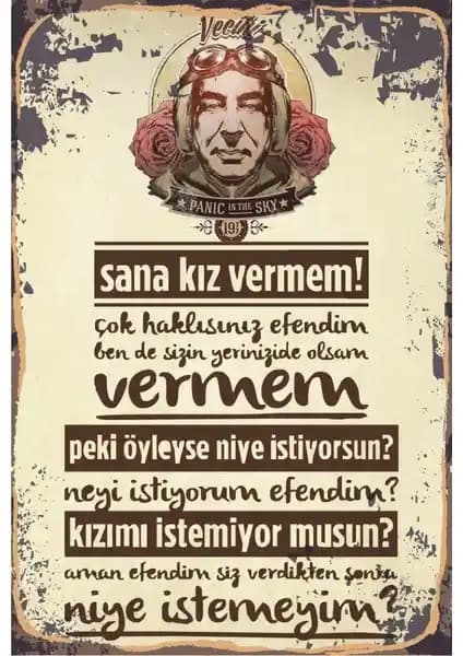 Hayat Poster Vecihi Yeşilçam Retro Vintage Ahşap Poster 20x30 cm Dekoratif Duvar Süsü