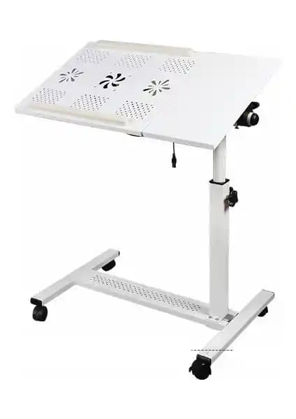 Hodbehod Yerden Yükseklik ve Eğim Ayarlı Beyaz Laptop Sehpası