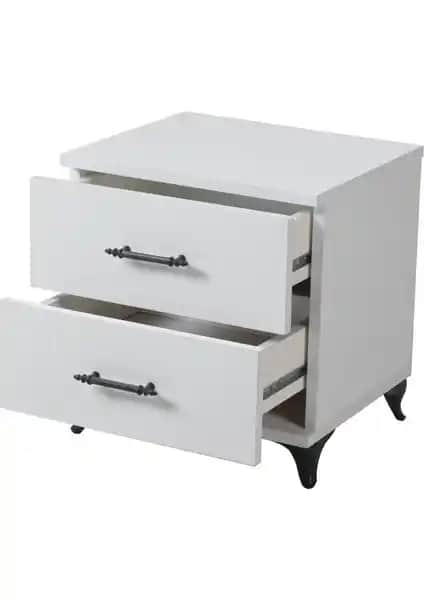 İdemo Mobilya 2 Çekmeceli Ayaklı Beyaz Komodin Modern ve Dayanıklı Tasarım