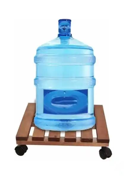 İkbal Home Kızıl Kahve Ahşap Damacana Saksı Altlığı Dayanıklı ve Estetik Tasarım