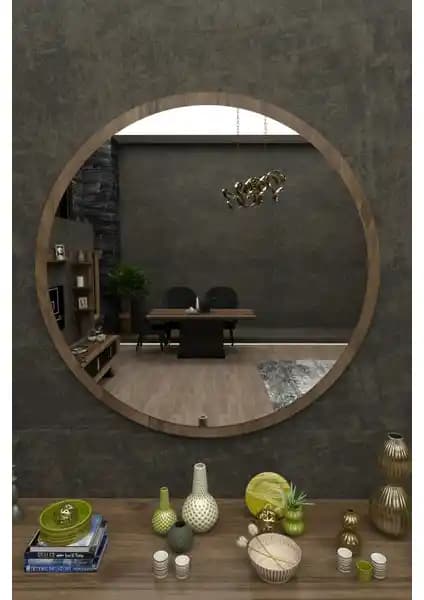İkizler Çeyiz Merlin Dekoratif Konsol Aynası Ceviz Rengi Modern ve Şık Tasarım