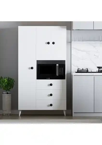 İmbas Çok Amaçlı Mutfak Mikrodalga Fırın Dolabı Beyaz Modern Tasarım ve Fonksiyonellik