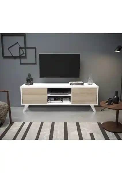 IRMAK TV Sehpası Cordoba Beyaz Modern Tasarım ve Fonksiyonellik Sağlayan Mobilya Parçası