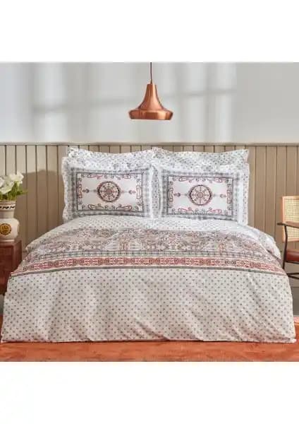 Karaca Home Aprika Pamuk Çift Kişilik Nevresim Takımı Kiremit Renkli ve Dayanıklı