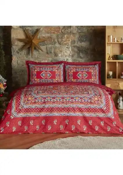 Karaca Home Mihver Pano Kırmızı Pamuklu Çift Kişilik Nevresim Takımı Şık ve Dayanıklı Tasarım