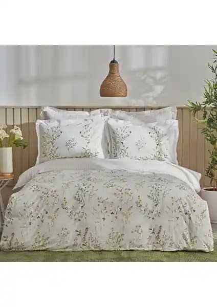 Karaca Home Sera %100 Pamuk Çift Kişilik Yeşil Nevresim Takımı Yatak Odası Dekorasyonu