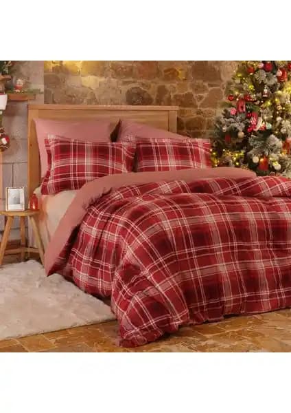 Karaca Home Yeni Yıl Kırmızı Pamuk Flanel Çift Kişilik Nevresim Takımı Özellikleri