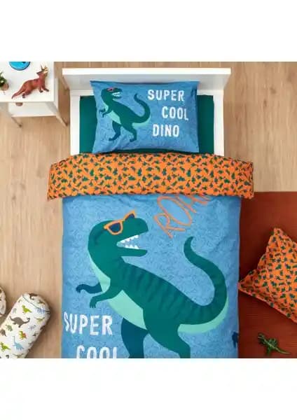 Karaca Home Young Cool Dino %100 Pamuk Tek Kişilik Nevresim Takımı Çocuklar İçin Renkli ve Dayanıklı