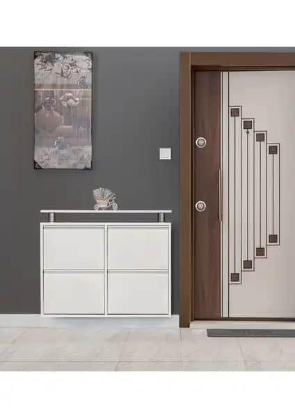 Kaser Beyaz 2+2 Metal Ayakkabılık: Modern ve Dayanıklı Depolama Çözümü