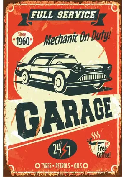 Klasik Araba Garaj Retro Vintage Ahşap Poster Dekorasyon İçin Modern Tasarım