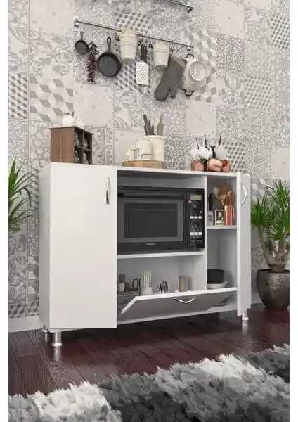 KZY Pier Çok Amaçlı Fırın Dolabı Beyaz - Modern ve Dayanıklı Mutfak Çözümü