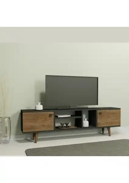 Lagomood Ewo TV Sehpası Antrasit Ceviz Modern ve Fonksiyonel Tasarım Özellikleri