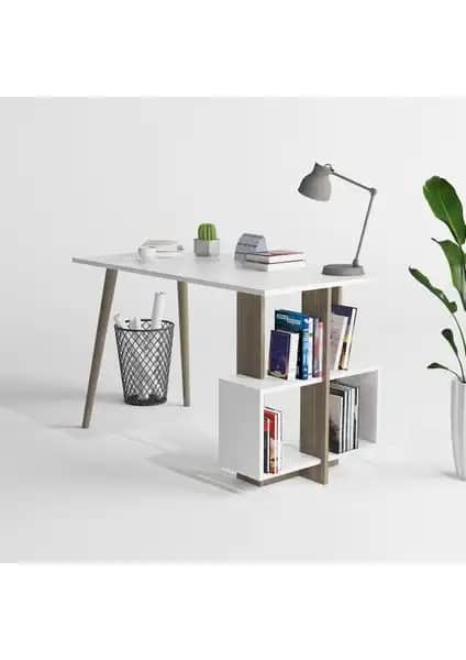 Lagomood Side Çalışma Masası Beyaz ve Ceviz Renk Seçenekleriyle Modern Tasarım
