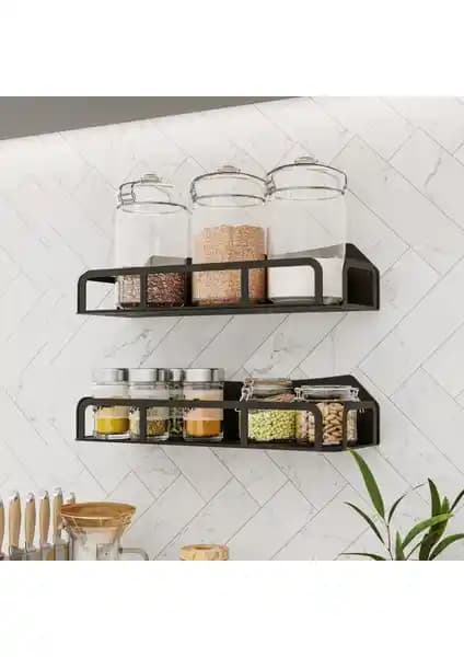 Lamizon Mutfak Baharatlık ve Düzenleyici Raf Seti Dayanıklı Metal Tasarım