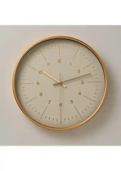 Linens Oscar 29,5 cm Beyaz-Gold Modern Duvar Saati Dekorasyon Unsuru