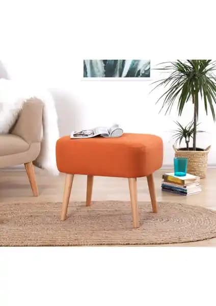 Lorence Home Parrot Puf Turuncu Modern Oturma Ünitesi Şıklık ve Konfor Bir Arada