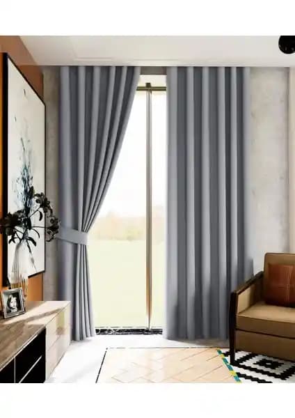 Lüks House Gri Düz Dikim Karartma Blackout Fon Perde ile Modern ve Şık Dekorasyon