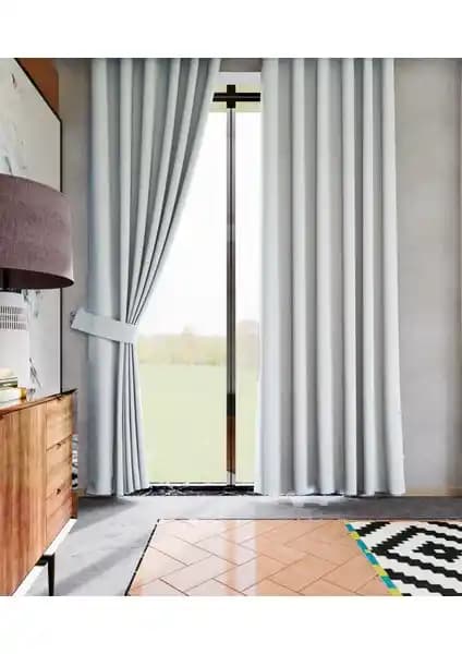 Lüks House Karartma Perde Gri Renk Düz Tasarım Yüksek Kalite ve Dayanıklılık