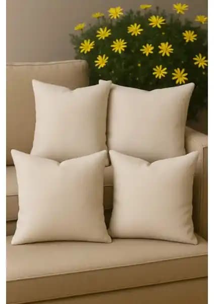 Lunova Home 4'lü Bej Kırlent Yastık Kılıfı Modern ve Şık Ev Dekorasyonu İçin Uygun