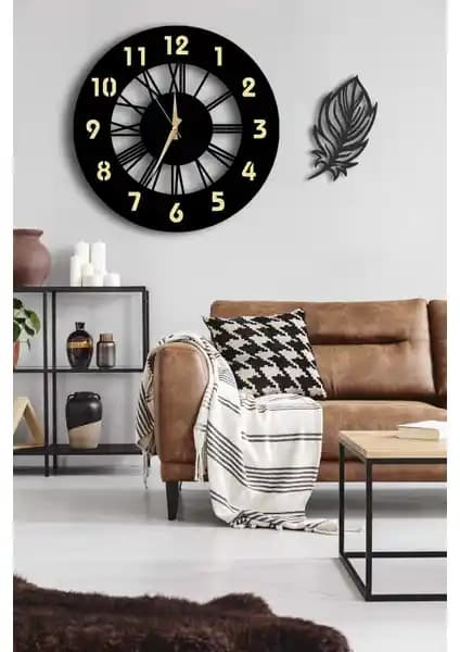 Lupokraft Dekoratif Aynalı Duvar Saati ve Yapraklı Tablo Modern Şıklık ve Fonksiyonellik Sunar