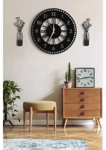 Lupokraft Dekoratif Duvar Saati ve Vazo Tablo ile Modern İç Mekân Dekorasyonu