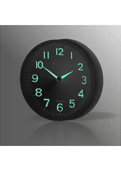 M3 Decorium Siyah Çerçeveli Fosforlu Gece Görünen Saat Modern Tasarım ve Dayanıklı Malzemelerle