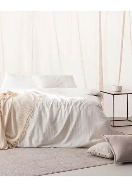 Madame Coco Adrien Tek Kişilik Pamuklu Çizgili Nevresim Takımı: Şıklık ve Konforun Birleşimi