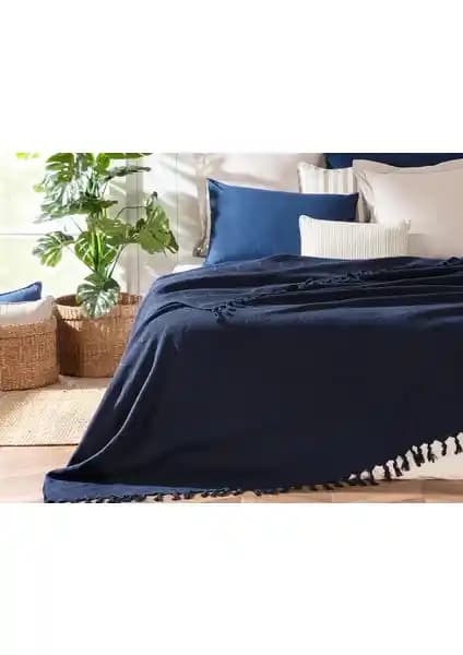 Madame Coco Basıle Çift Kişilik Lacivert Yatak Örtüsü Modern ve Şık Tasarım