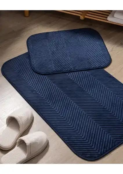 Madame Coco Emele 2'li Banyo Paspası İndigo Renk Modern ve Şık Tasarım