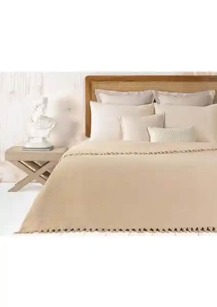 Madame Coco Stephane Çift Kişilik Bej Dokuma Yatak Örtüsü Estetik ve Dayanıklı Tasarım
