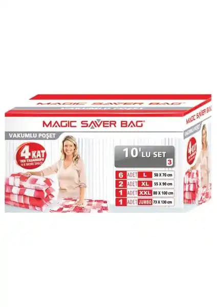 Magic Saver Bag 10 Lu Set - Çok Yönlü ve Pratik Vakumlu Saklama Çözümü