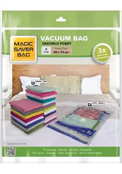 Magic Saver Bag 2'li Large Vakumlu Poşet Setiyle Depolama Alanınızı Optimize Edin