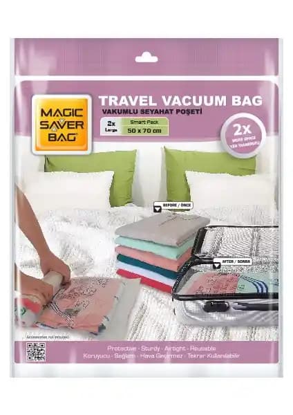 Magic Saver Bag 2'li Seyahat Vakumlu Poşet Seti Hafif ve Pratik Saklama Çözümüdür