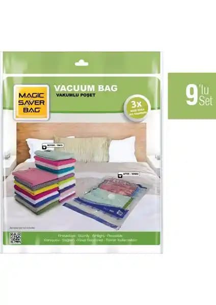 Magic Saver Bag 9'lu Vakumlu Poşet Seti ile Eşyalarınızı Pratik ve Güvenli Şekilde Saklayın
