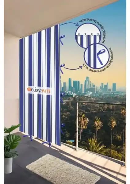 Markahil Balkon Perdesi Çizgili ve Bağcıklı Tasarımıyla Dayanıklı ve Estetik Çözüm