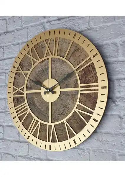 Markakanvas Eski Dünya Haritalı Duvar Saati: Vintage Tasarım ve Dekoratif Şıklık