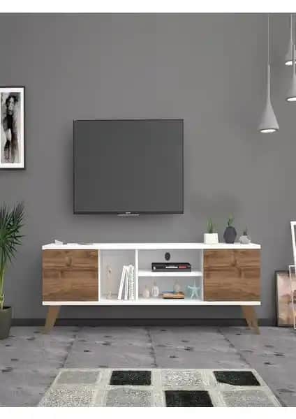 Mbes Mobilya Esin Beyaz-Haliç 160 cm Modern TV Ünitesi Şıklık ve Dayanıklılık Bir Arada