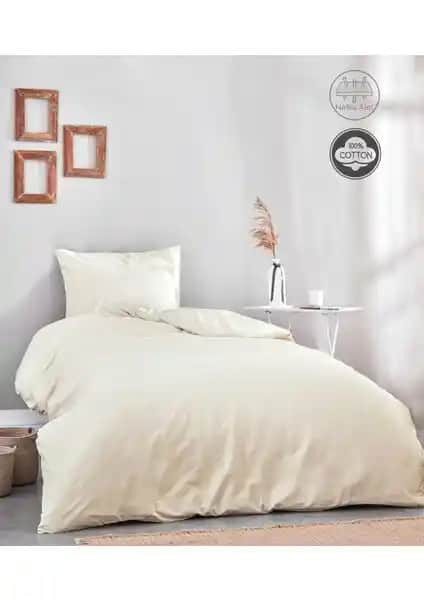Medaillon Home Krem Pamuklu Tek Kişilik Nevresim Takımı Şıklık ve Konfor Sunar