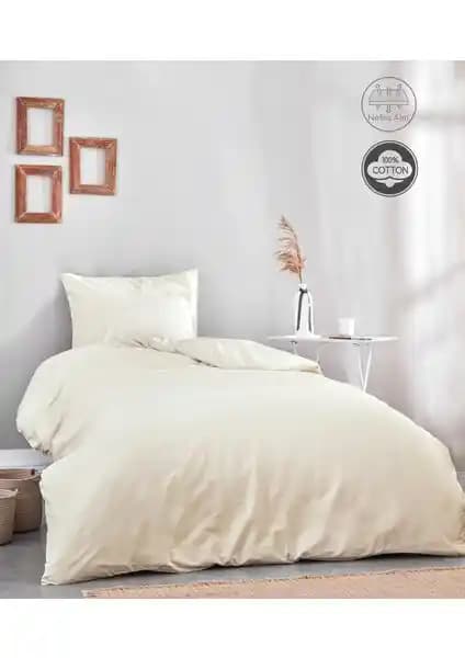 Medaillon Home Krem Pamuklu Tek Kişilik Nevresim Takımı Şıklık ve Konfor Sunar